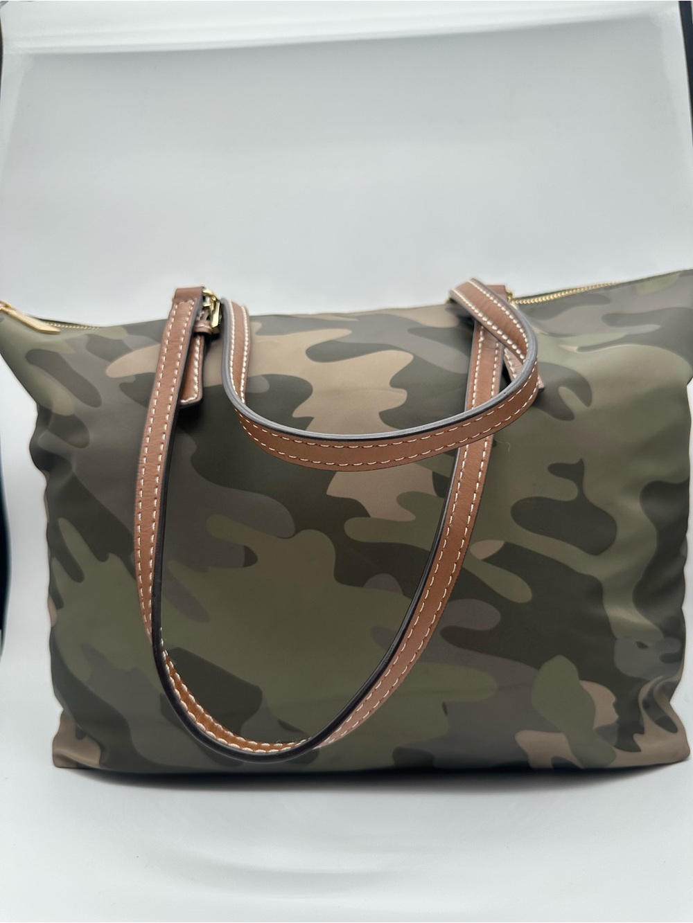 Tommy Hilfiger Julia Camo Nylon Large Tote Bag Gold Hardware